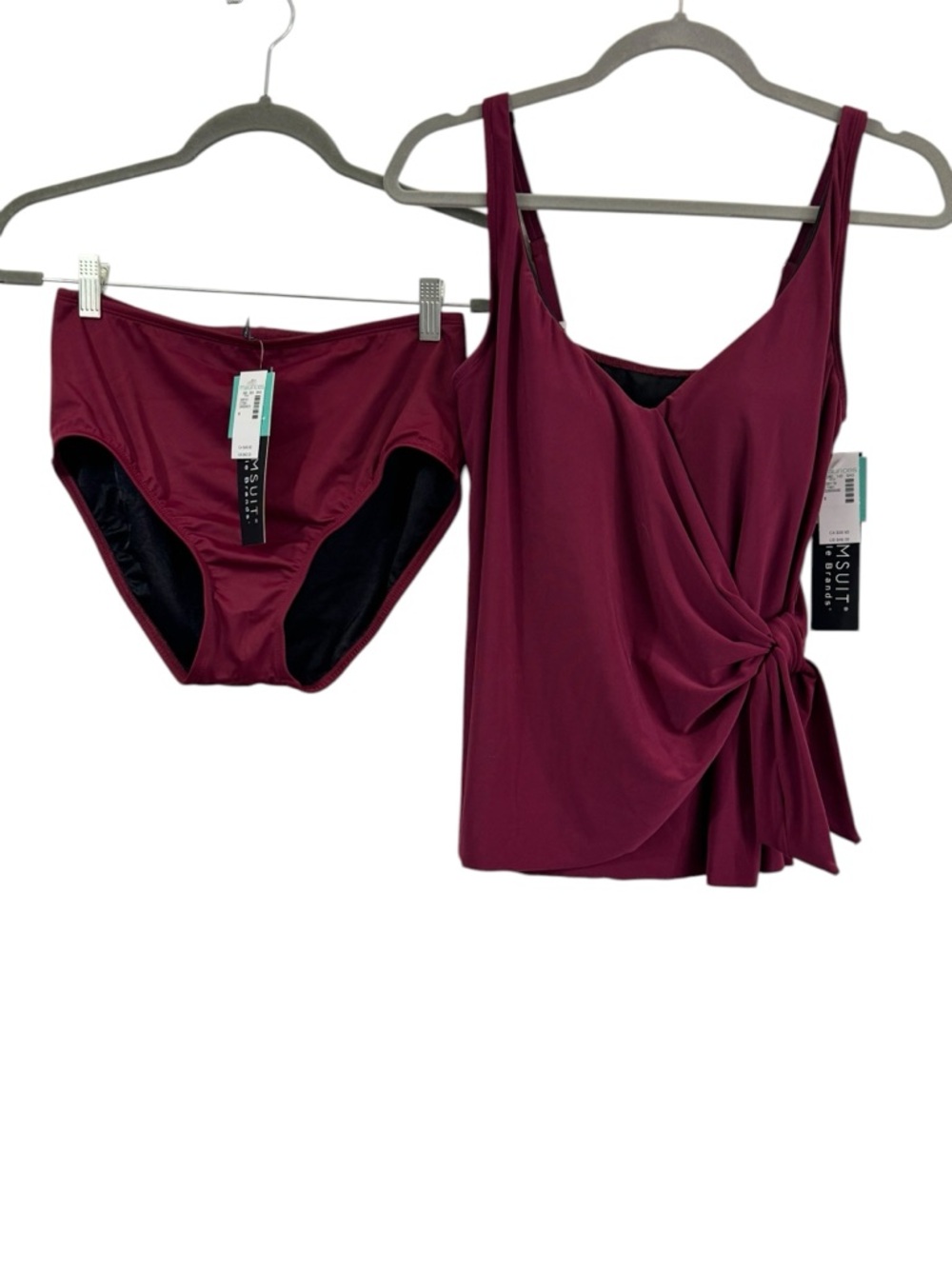 Dreamsuit Burgundy Tankini Top and High Rise Bikini Bottom Swimsuit Set Sz 8 NEW - Picture 2 of 10